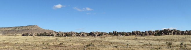 City of Rocks from one of the perimeter trails. My RV is just to the right of center.